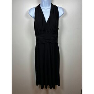 Black Halter Babydoll Dress LBD Sz 8 NYE Holiday Party Glam Cocktail Y2K